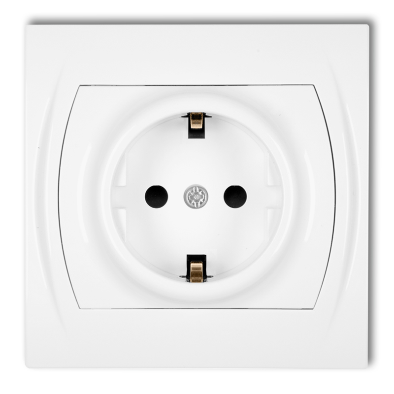 Siingle socket with the 2P+Z earth SCHUKO (with increased contact protection/shutter)