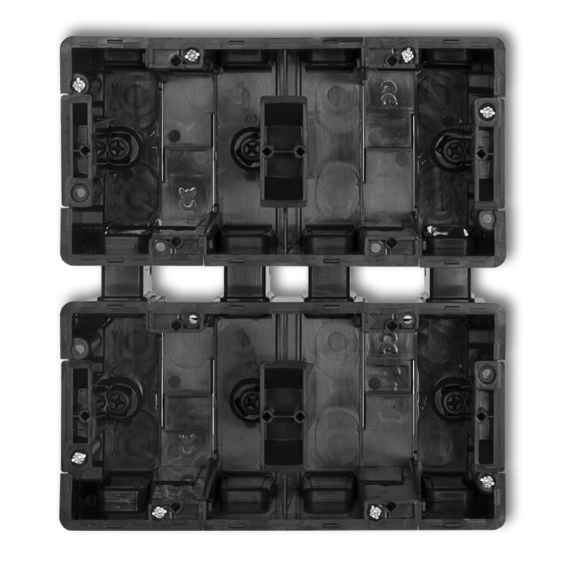 Flush-mounted modular junction box 4 bays (2 horizontal, 2 vertical)