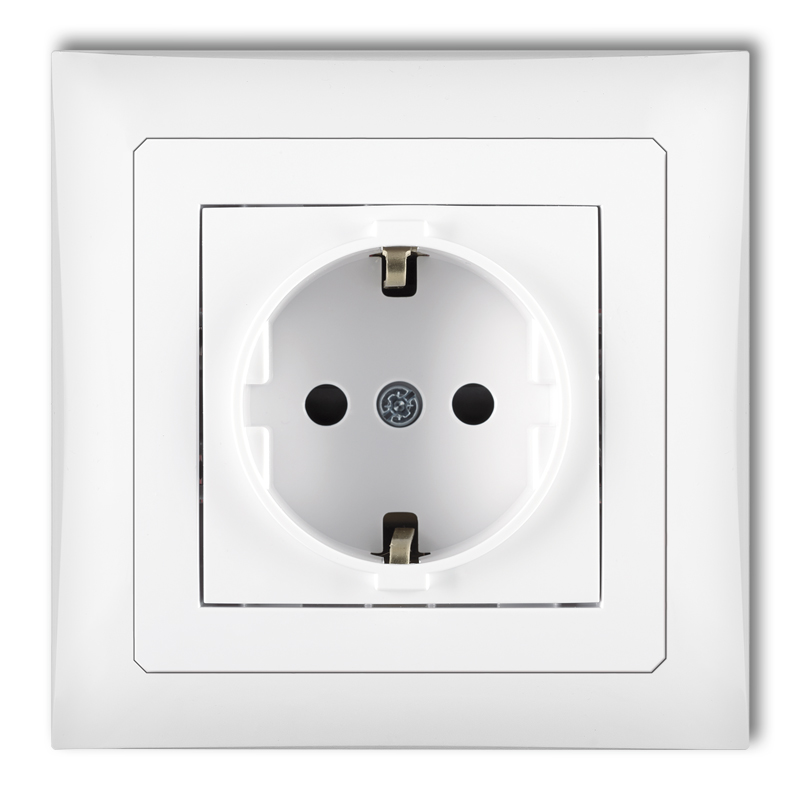 Single socket with the 2P+Z earth SCHUKO mechanism (with increased contact protection/shutter)