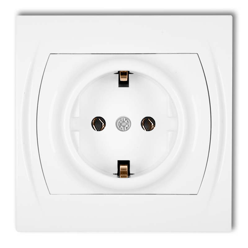 Siingle socket with the 2P+Z earth SCHUKO (without increased contact protection/shutter)