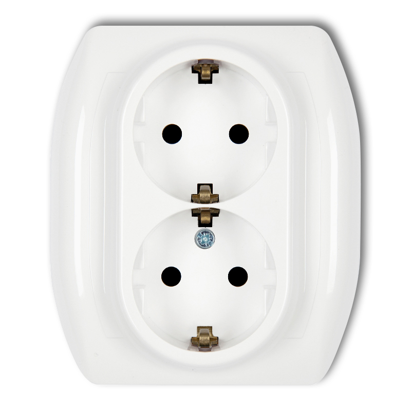 Double socket with the 2x(2P+Z) earth SCHUKO mechanism  (with increased contact protection/shutter)