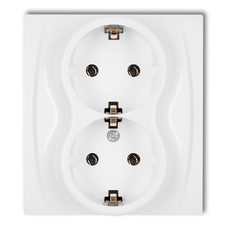 Double socket with the 2x(2P+Z) earth SCHUKO (without increased contact protection/shutter)