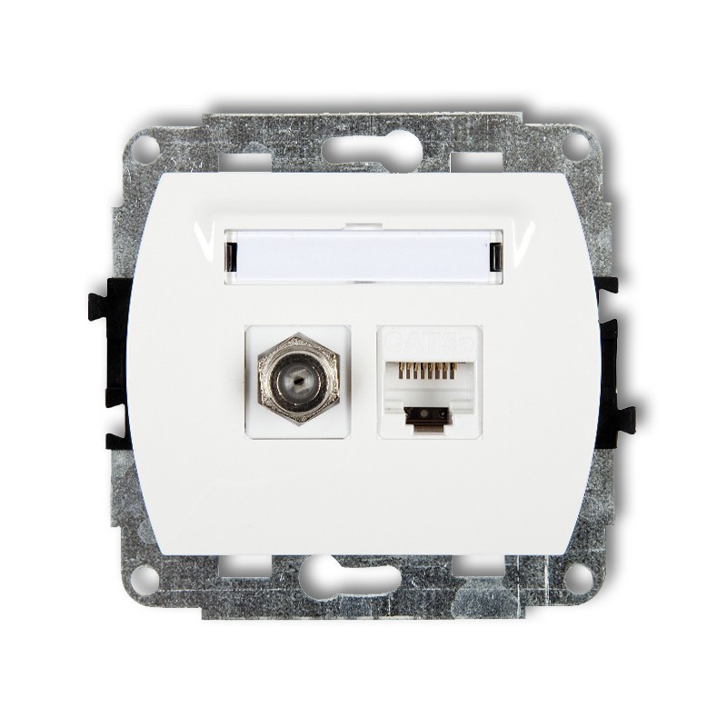 Single antenna F type socket (SAT) + single computer socket mechanism 1xRJ45, cat. 5e, 8-contact