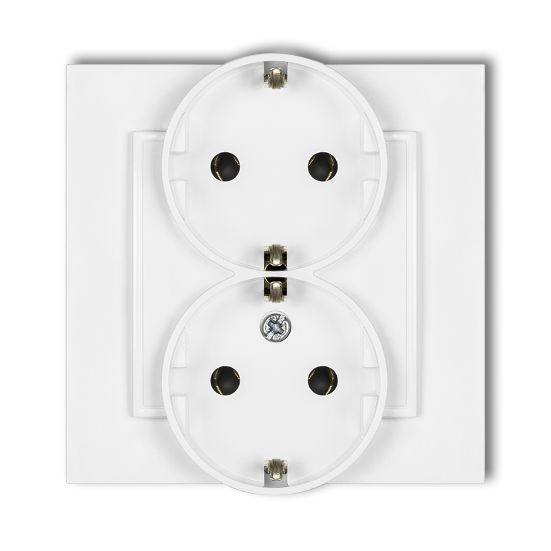 Double socket with the 2x(2P+Z) earth SCHUKO (without increased contact protection/shutter)