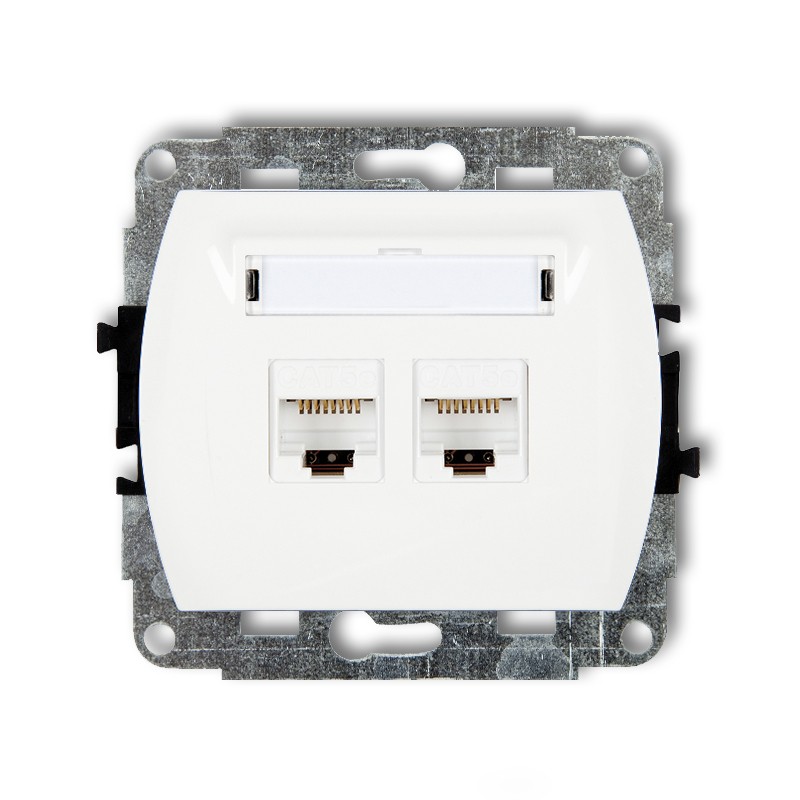 Double computer socket mechanism 2xRJ45, cat. 6, 8-contact