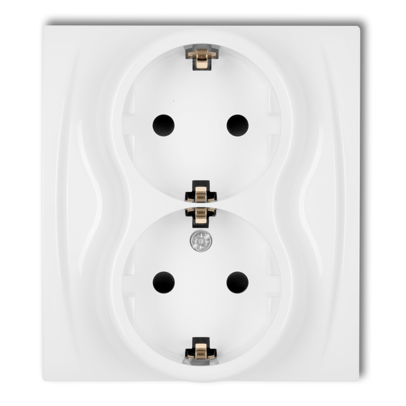 Double socket with the 2x(2P+Z) earth SCHUKO (with increased contact protection/shutter)