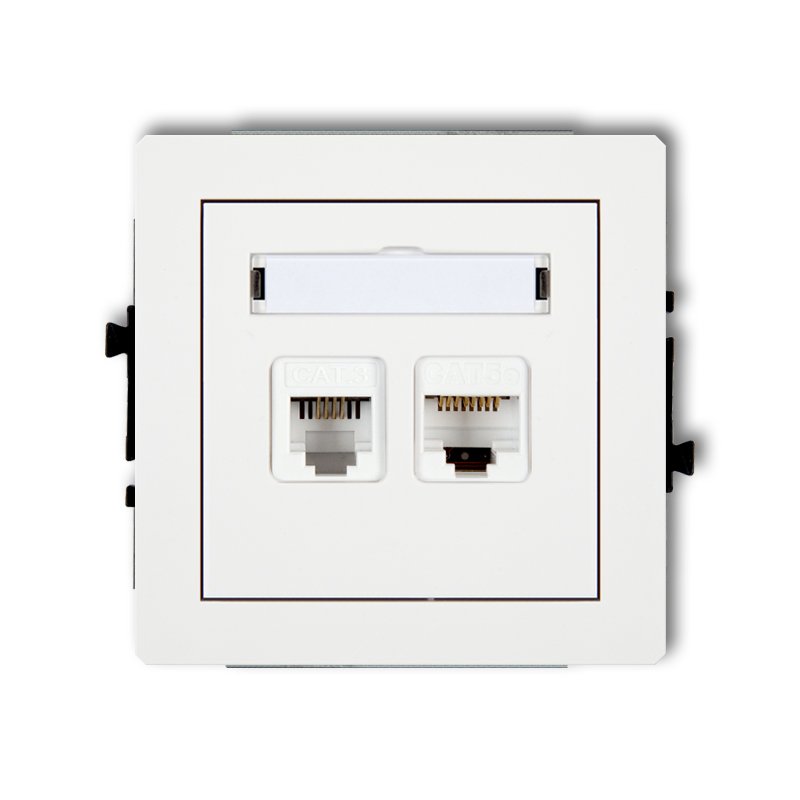 Single telephone socket 1xRJ11, tool-less + single computer socket 1xRJ45, cat. 5e, 8-contact