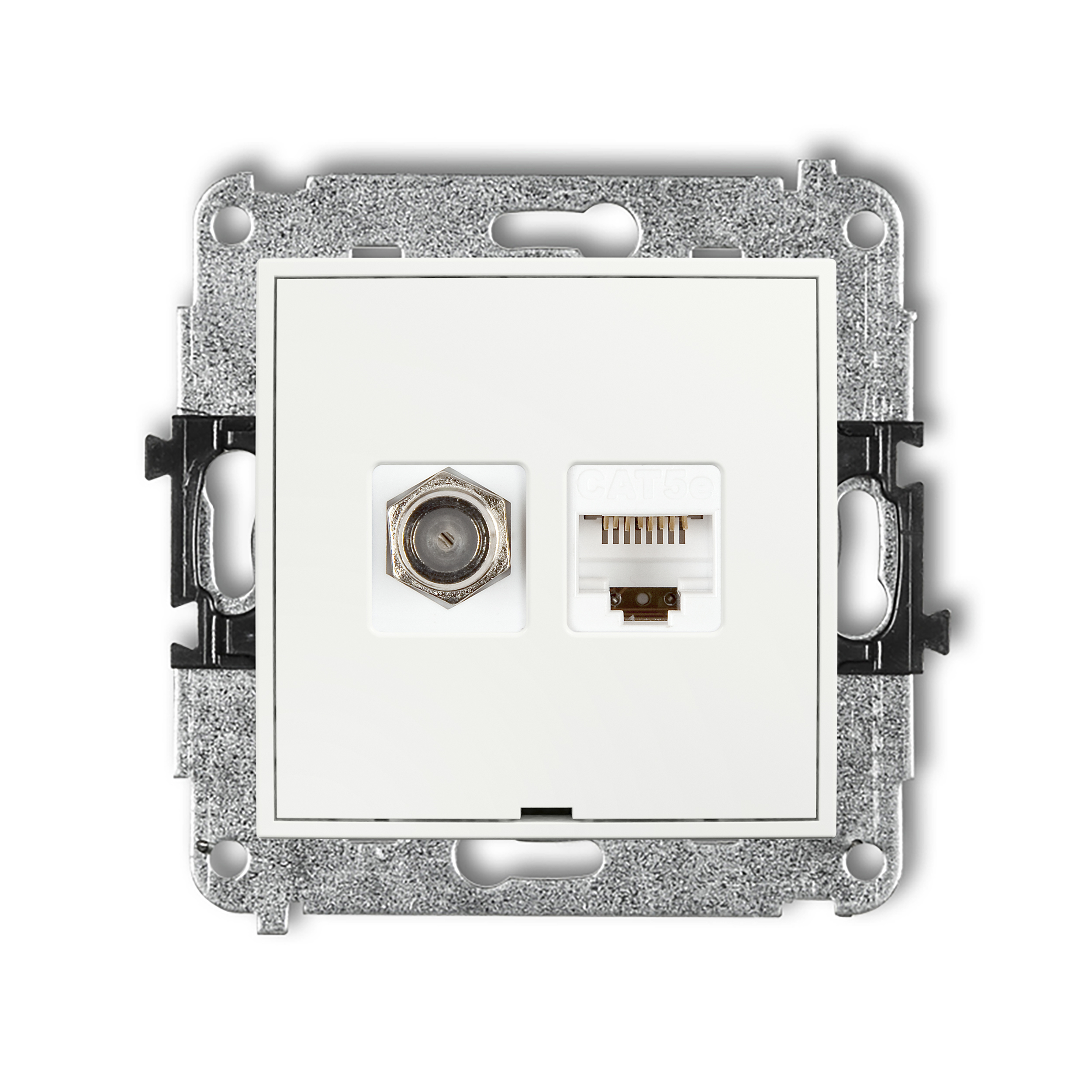 Single antenna F type socket (SAT) + single computer socket mechanism 1xRJ45, cat. 5e, 8-contact, without description field