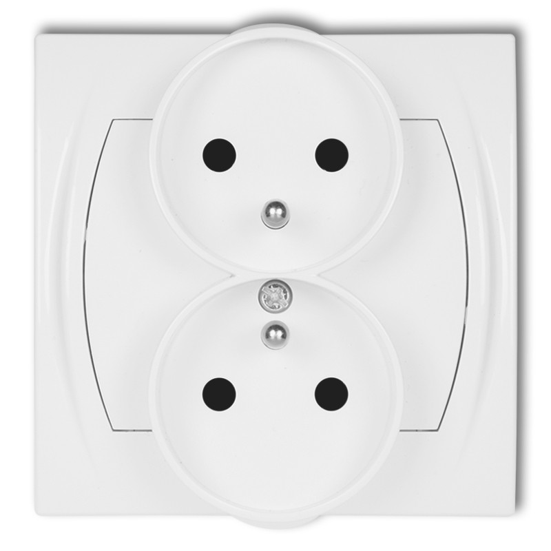 Double socket to a frame with the 2x(2P+Z) earth (with increased contact protection/shutter)