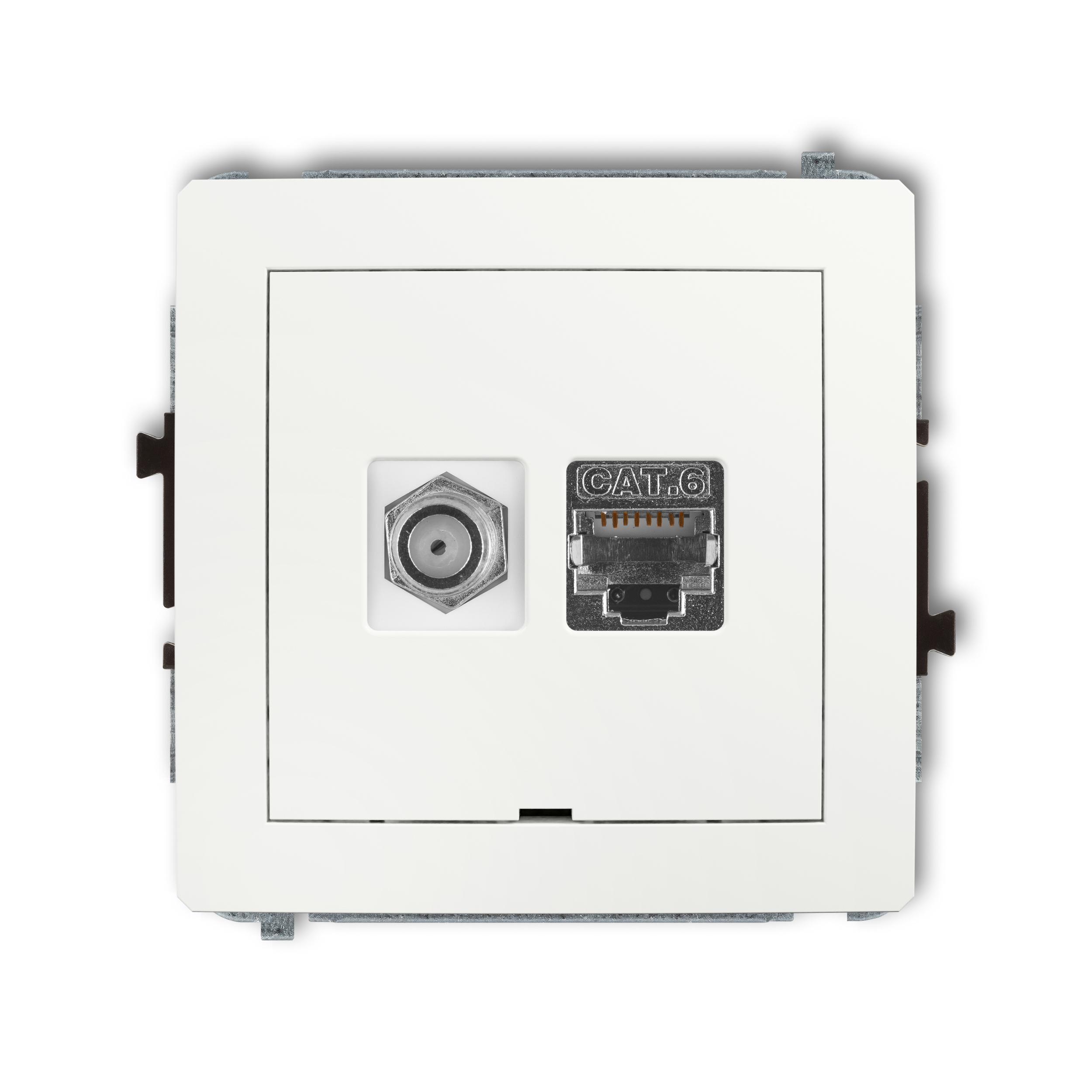 Single antenna F type socket (SAT) + single computer socket mechanism 1xRJ45, cat. 6, screened, 8-contact, without description field