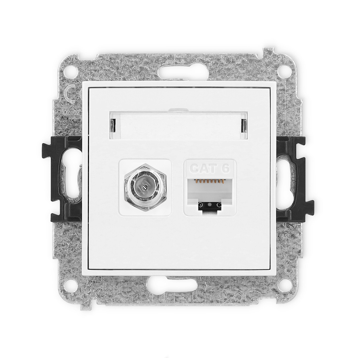 Single antenna F type socket (SAT) + single computer socket mechanism 1xRJ45, cat. 6, 8-contact