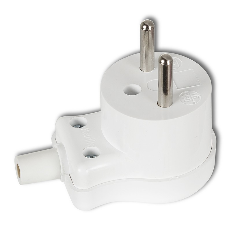 Angle plug without earth, twisted, 16A 250V~