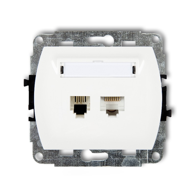 Single telephone socket 1xRJ11 + single computer socket mechanism 1xRJ45, cat. 5e, 8-contact