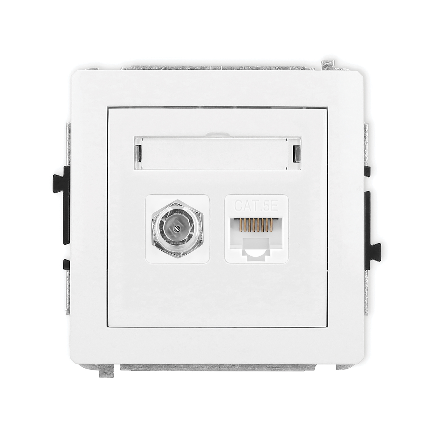 Single antenna F type socket (SAT) + single computer socket mechanism 1xRJ45, cat. 5e, 8-contact