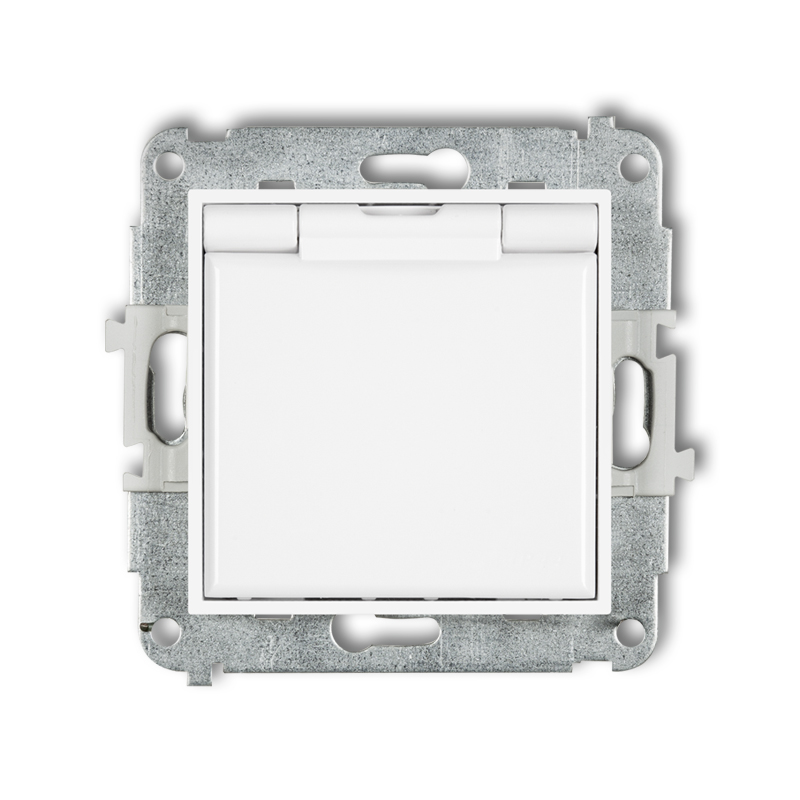 Produkt: MINI MODUŁ BIAŁY GNIAZDO 1X Z/U Z PRZESŁONAMI Z KLAPKĄ IP44 ZACISKI ŚRUBOWE 16A 250V