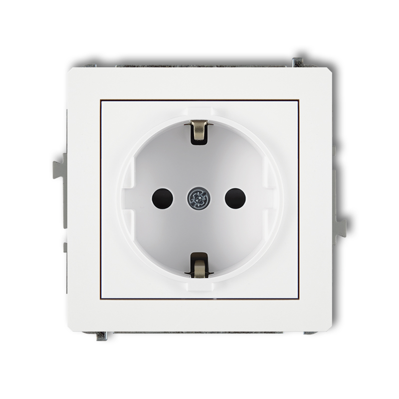 Single socket with the 2P+Z earth SCHUKO mechanism (with increased contact protection/shutter)