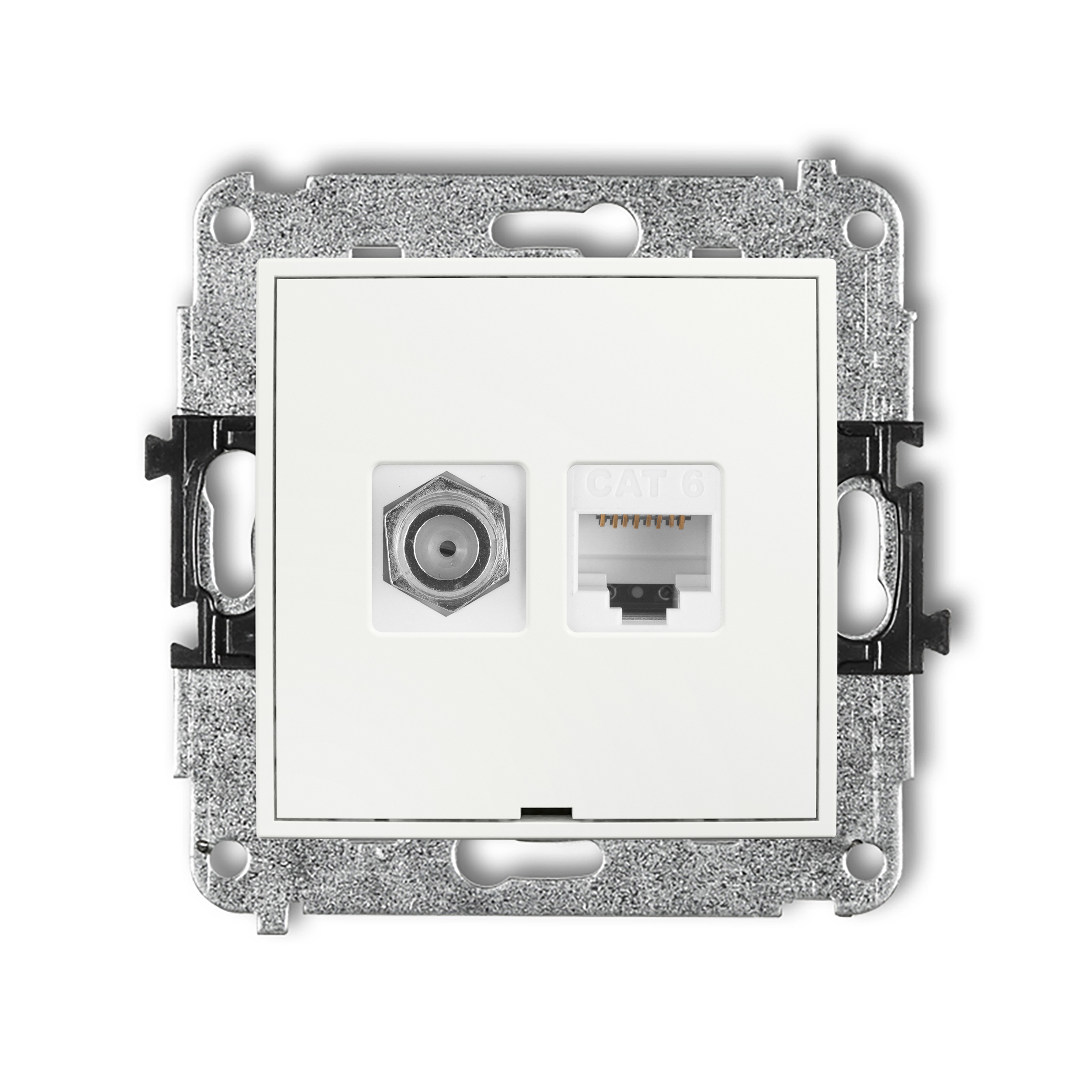 Single antenna F type socket (SAT) + single computer socket mechanism 1xRJ45, cat. 6, 8-contact, without description field