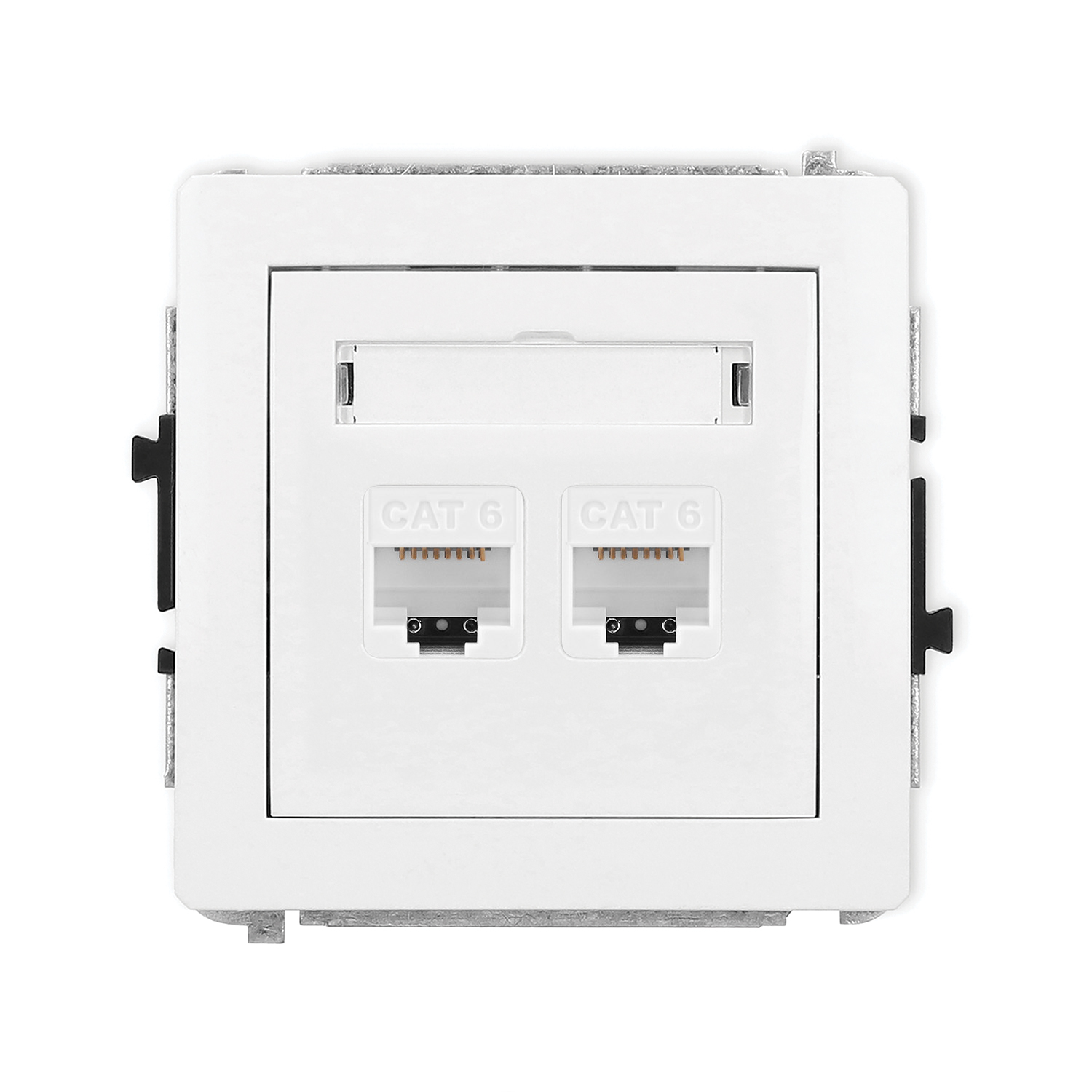 Double computer socket mechanism 2xRJ45, cat. 6, 8-contact