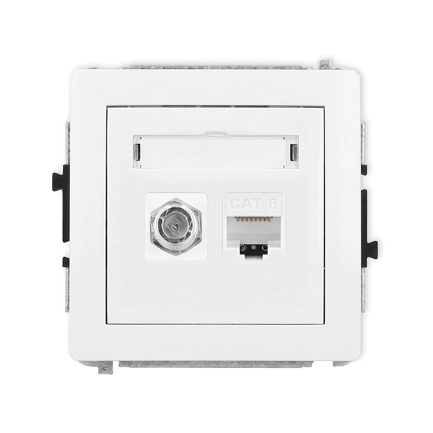 Single antenna F type socket (SAT) + single computer socket mechanism 1xRJ45, cat. 6, 8-contact