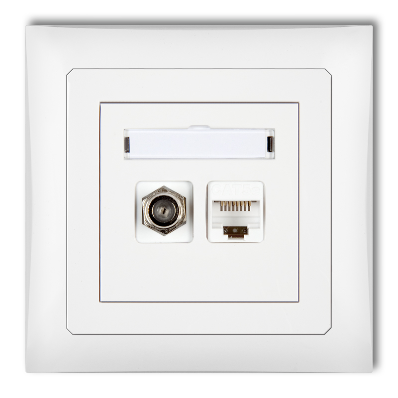 Single antenna F type socket (SAT) + single computer socket 1xRJ45, cat. 6, screened, 8-contact