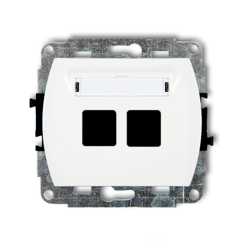 Double multimedia socket mechanism without module (Keystone standard)