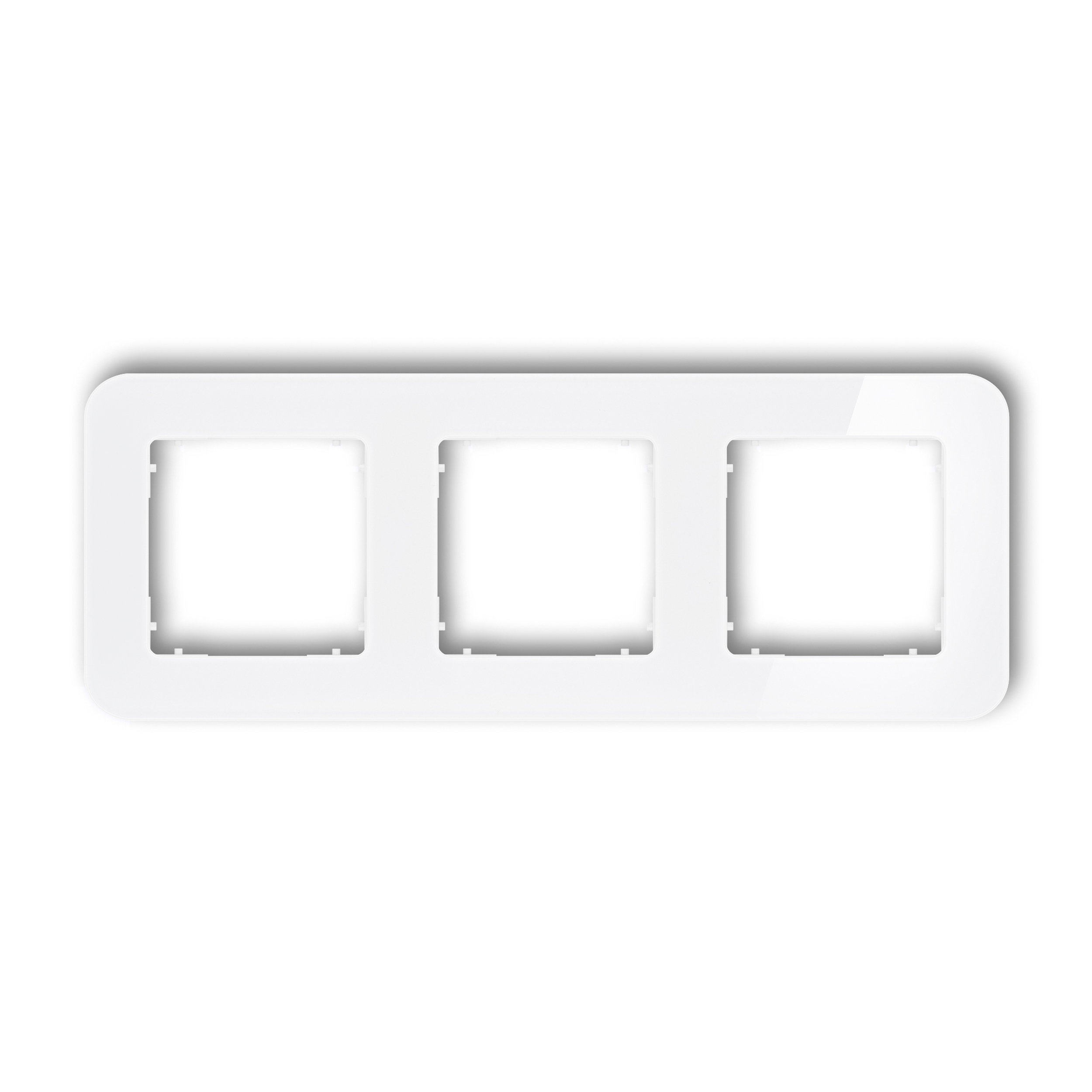 3-gang universal frame with rounded edges