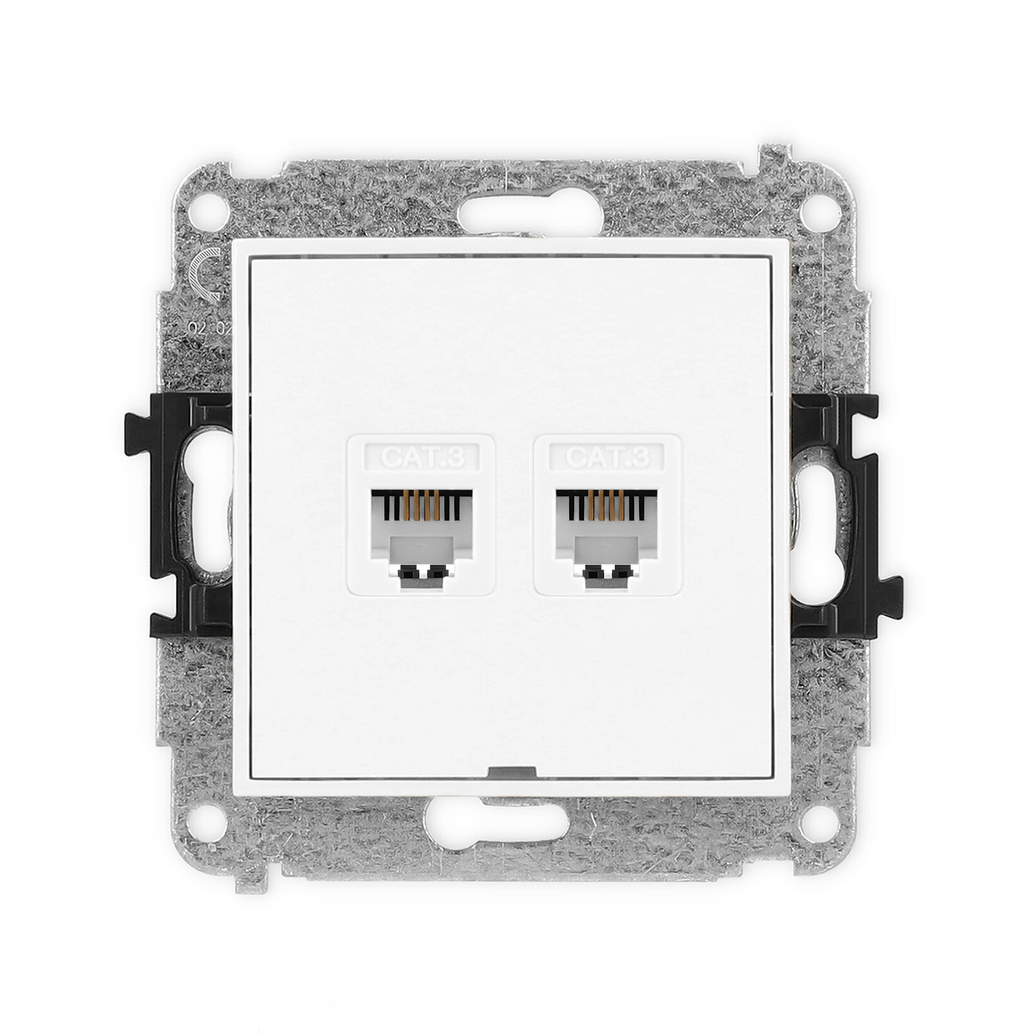 Double telephone socket mechanism 2xRJ11, 4-contact, tool-less, without description field