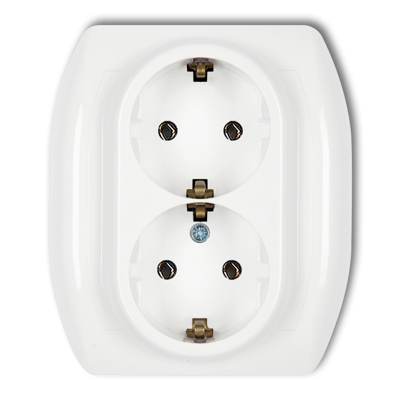 Double socket with the 2x(2P+Z) earth SCHUKO mechanism  (without increased contact protection/shutter)