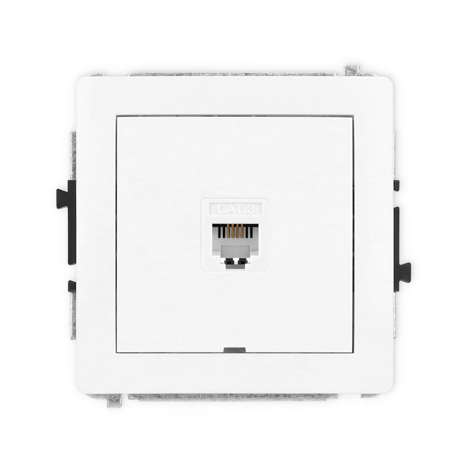 Single telephone socket mechanism 1xRJ11, 4-contact, tool-less, without description field