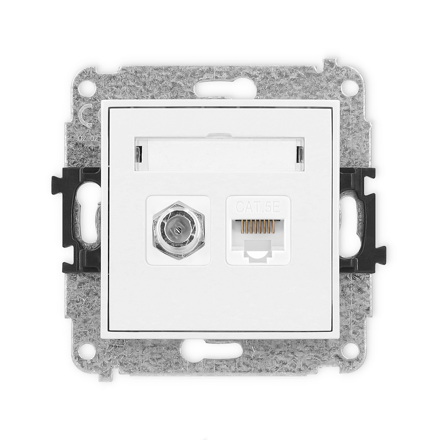 Single antenna F type socket (SAT) + single computer socket mechanism 1xRJ45, cat. 5e, 8-contact