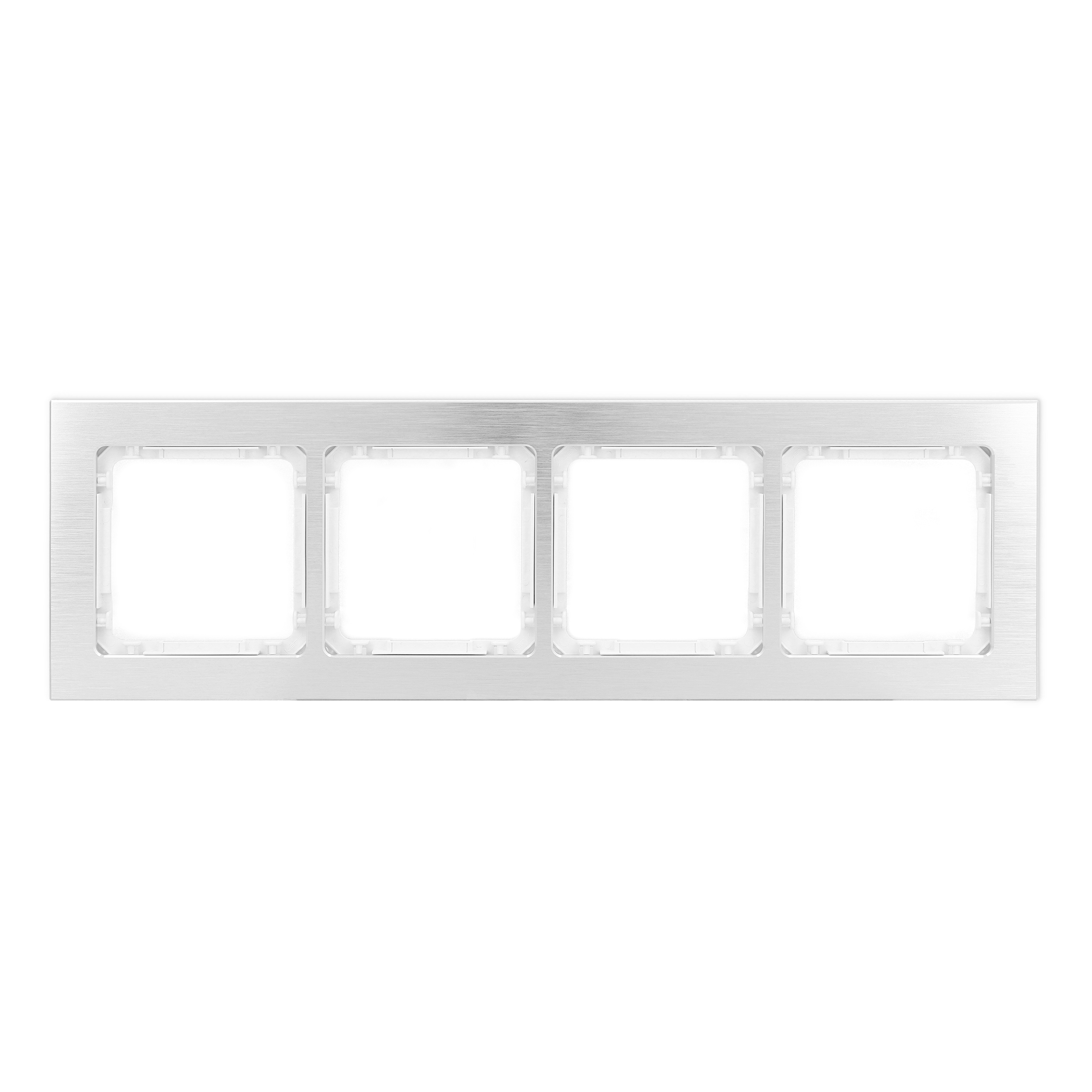 4-gang universal frame - brushed aluminum