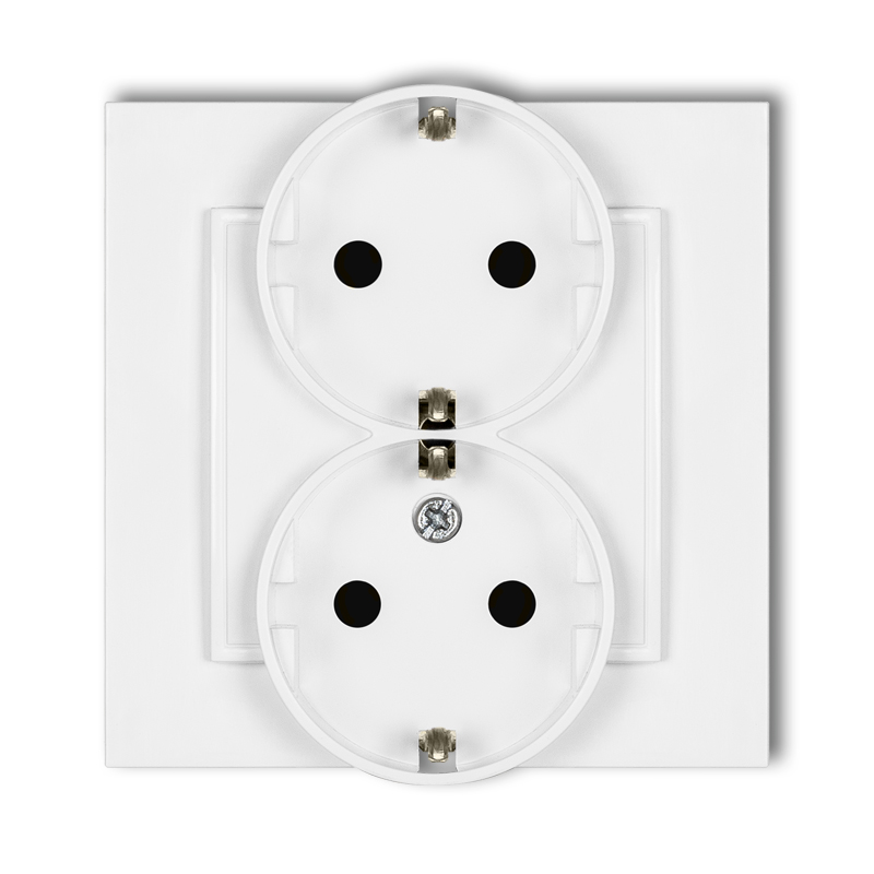 Double socket with the 2x(2P+Z) earth SCHUKO (with increased contact protection/shutter)