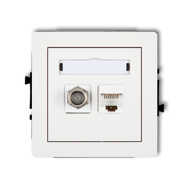 Single antenna F type socket (SAT) + single computer socket 1xRJ45, cat. 5e, 8-contact