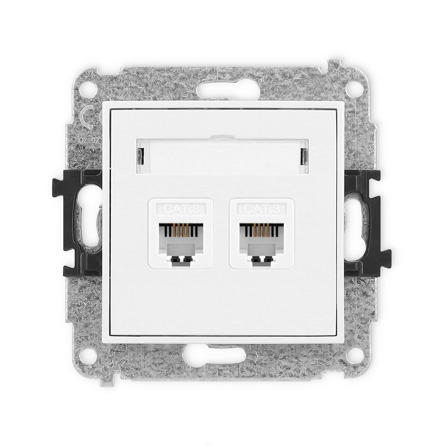 Double telephone socket mechanism 2xRJ11, 4-contact, tool-less