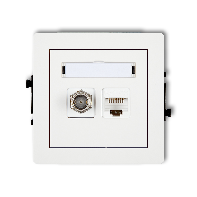 Single antenna F type socket (SAT) + single computer socket 1xRJ45, cat. 6, screened, 8-contact