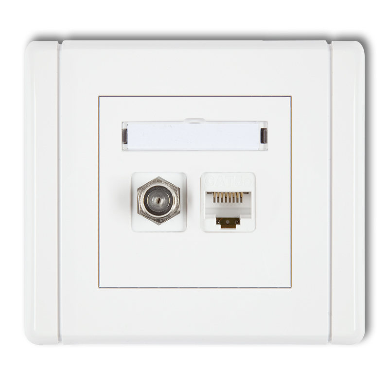 Single antenna F type socket (SAT) + single computer socket 1xRJ45, cat. 6, screened, 8-contact