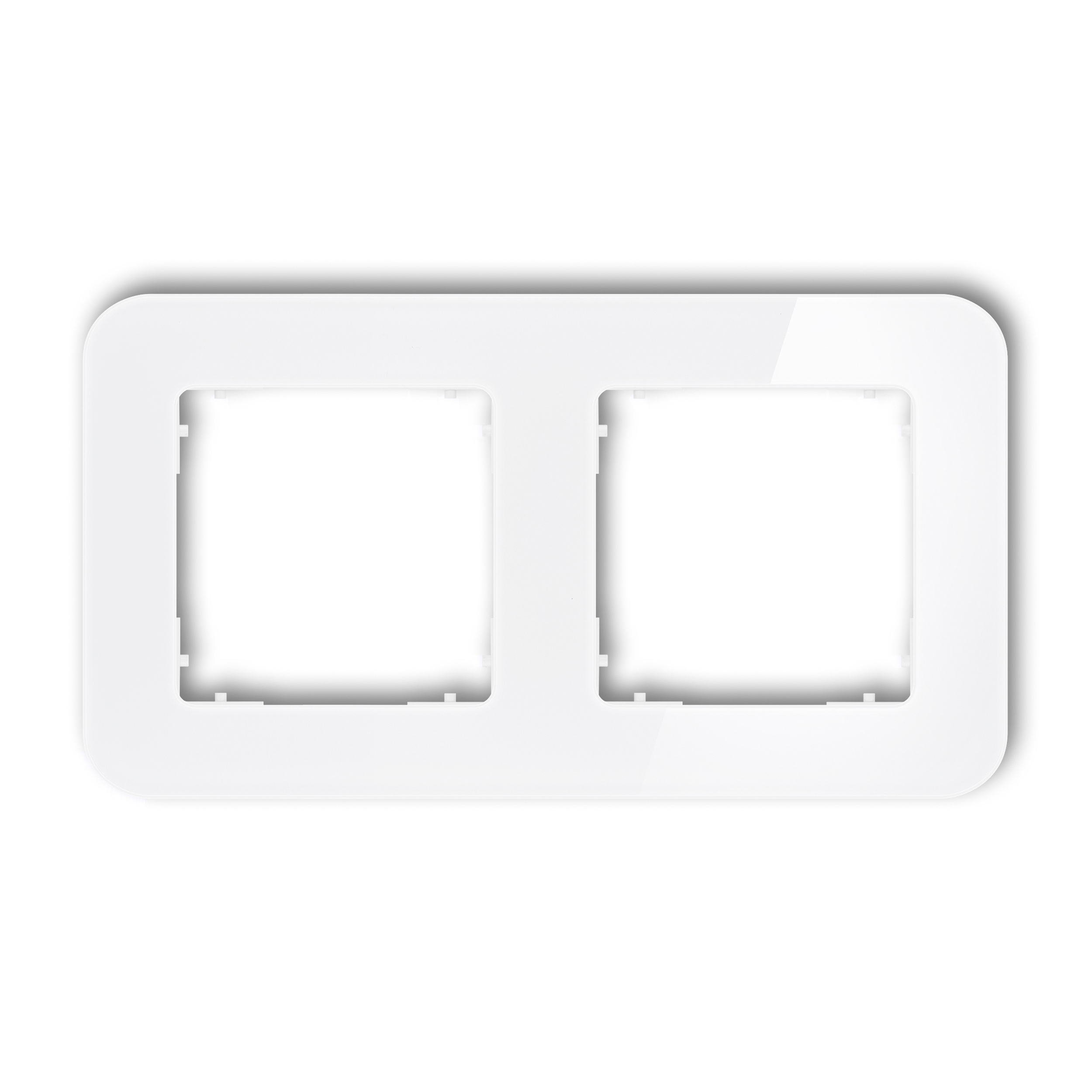 2-gang universal frame with rounded edges - glass effect