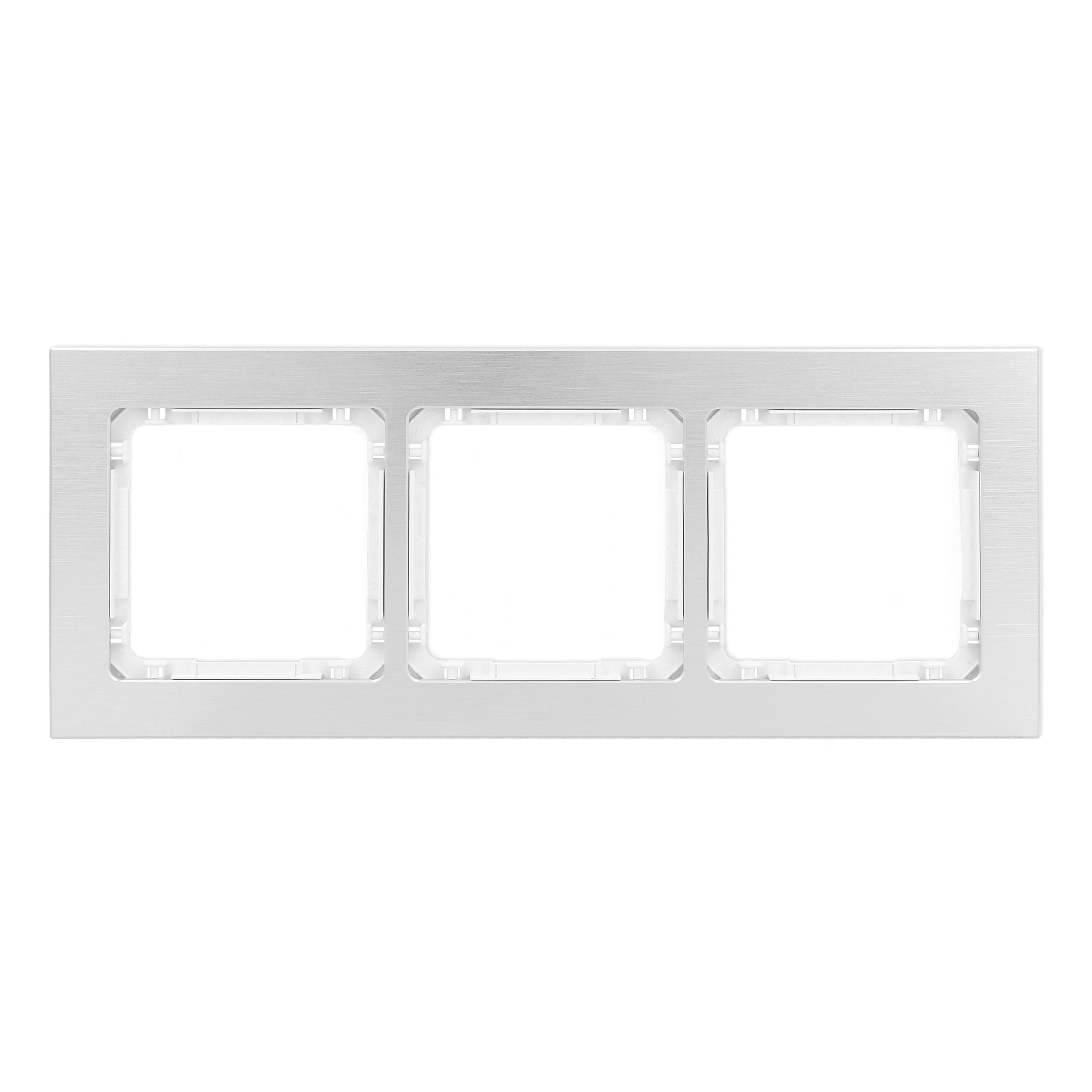 3-gang universal frame - brushed aluminum
