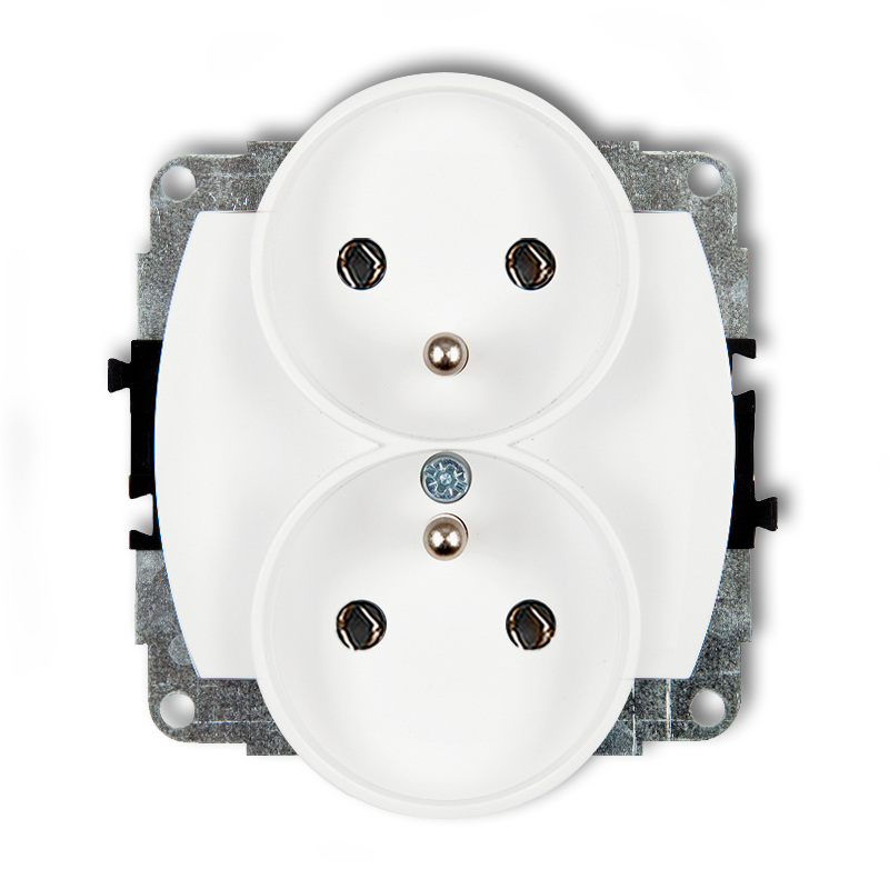 Double socket to a horizontal frame with the 2x(2P+Z) earth mechanism (without increased contact protection/shutter)