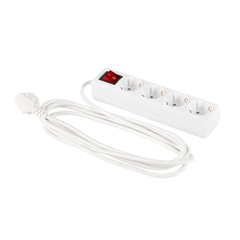 4-socket extension lead with SCHUKO ground and switch