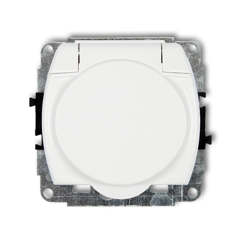 Splash proof socket with the 2P+Z earth SCHUKO mechanism (white cover, with increased contact protection/shutter)