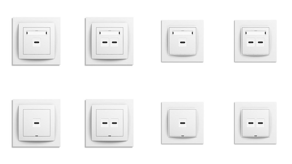 DECO_MINI - Gniazda pojedyncze oraz podwójne USB C-C.